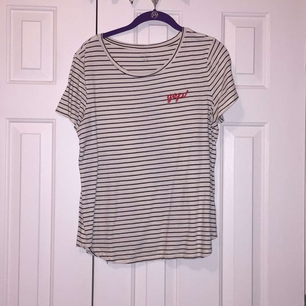 black and white striped shirt with embroiderery